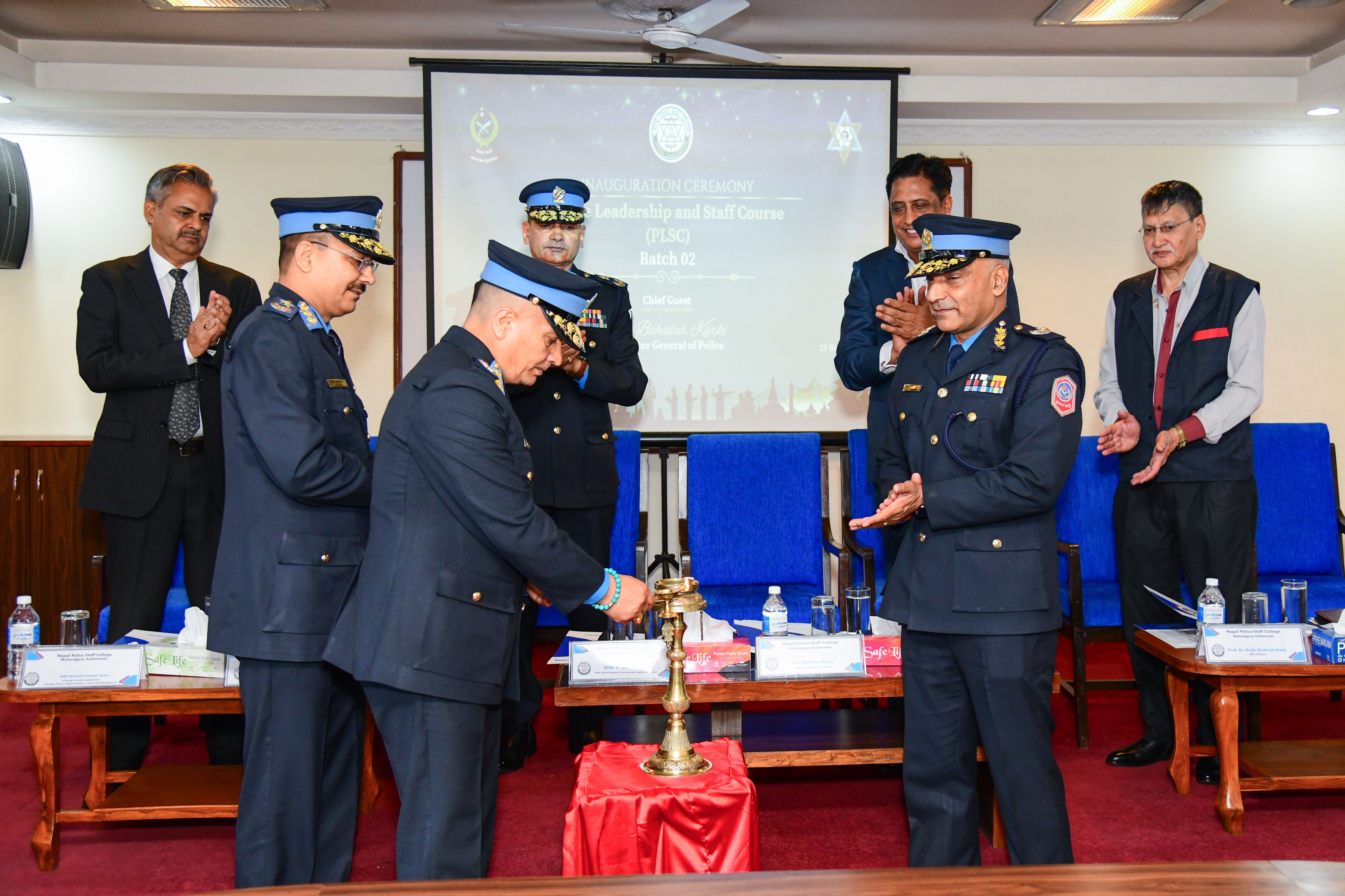 Chief Guest IGP Dan Bahadur Karki officially inaugurating PLSC Batch 02 amidst a dignified ceremony.